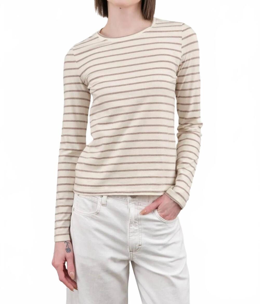 NEW AMO drew long sleeve tee in natural/haze striped